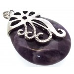 Amethyst Gemstone Teardrop Ornate Swirl Pendant